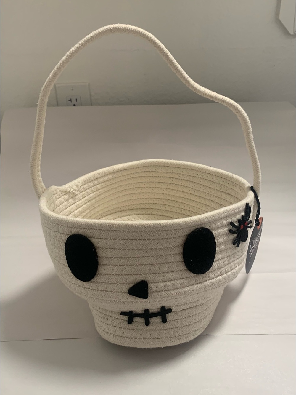 Halloween Skull - Large - Woven Cloth Treat Basket Carrier